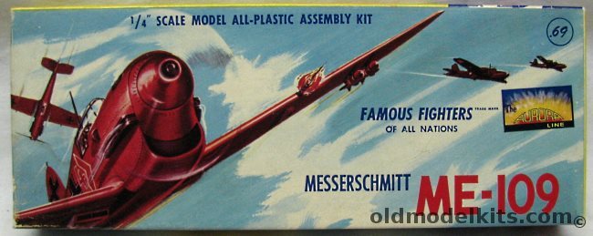 Aurora 1/48 Messerschmitt Me-109 (Bf-109) - Yellow Box Ends- Famous Fighters of All Nations, 55A-69 plastic model kit